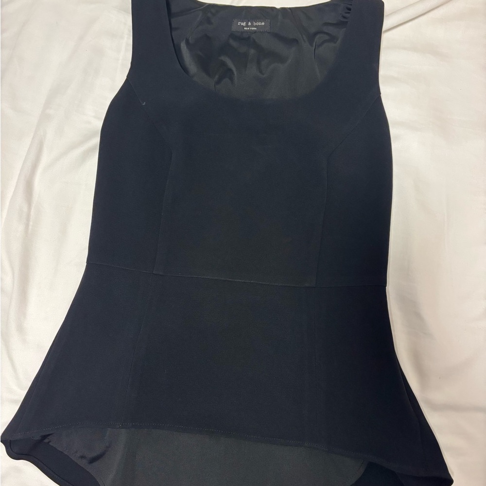 Silk Rag and Bone Peplum Top XS Black